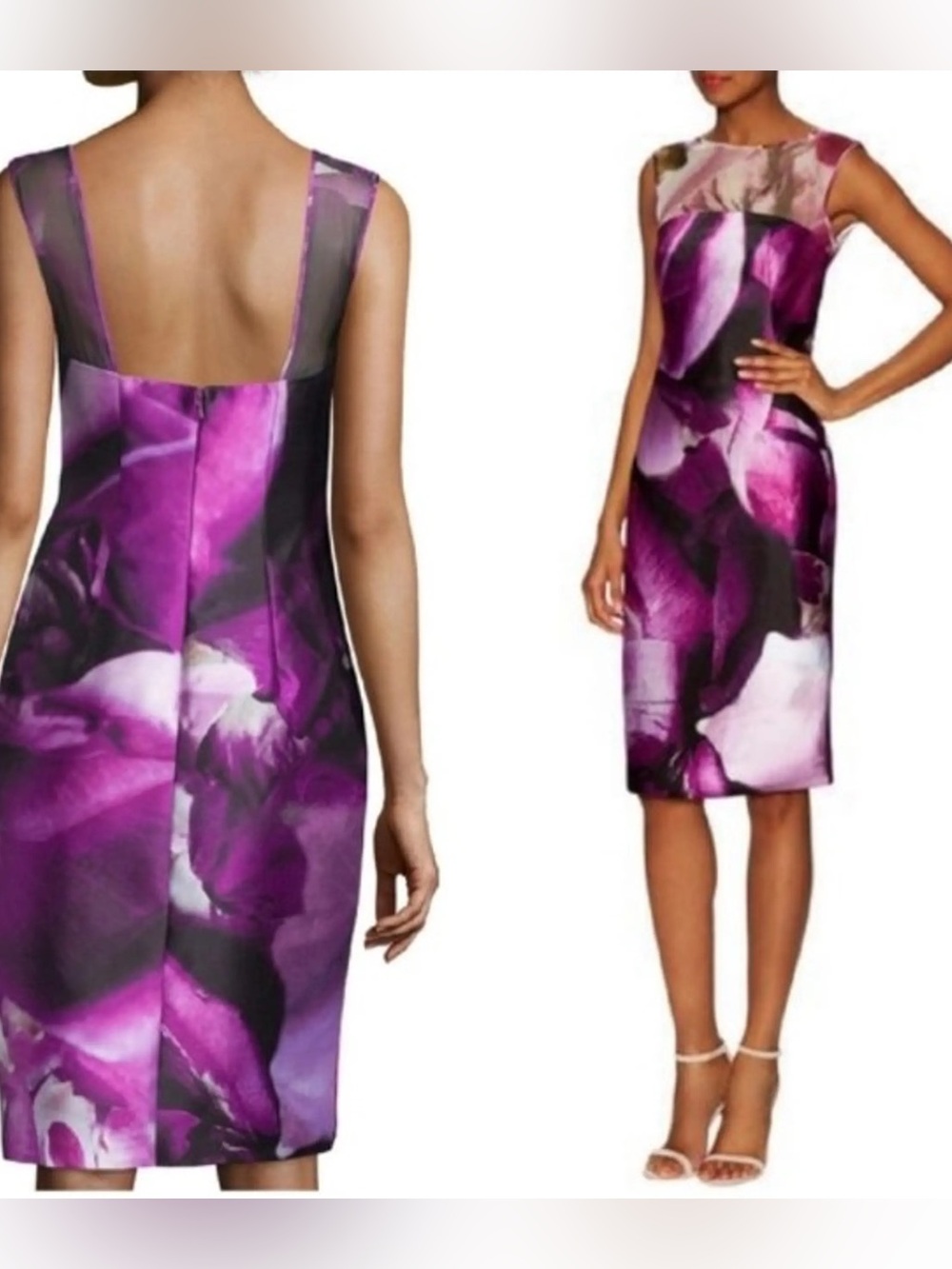 NWT Monique Lhuillier Purple Knee-Length Shift Dress